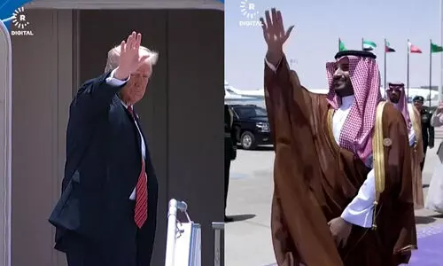 ട്രംപിനെ ഹൃദയത്തിൽ തൊട്ട് യാത്രയാക്കി സൗദി കിരീടാവകാശി ട്രംപിനെ ഹൃദയത്തിൽ തൊട്ട് യാത്രയാക്കി സൗദി കിരീടാവകാശി