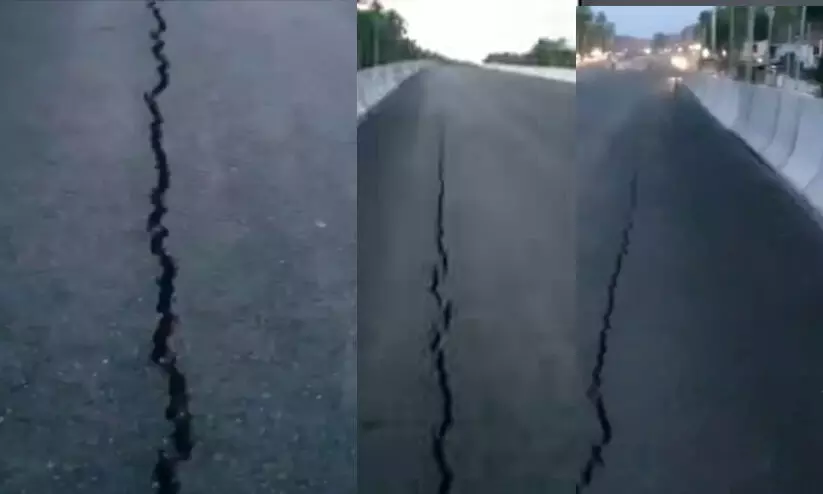 തൃശൂർ ചാവക്കാടും ആറുവരി പാതയിൽ വിള്ളൽ തൃശൂർ ചാവക്കാടും ആറുവരി പാതയിൽ വിള്ളൽ