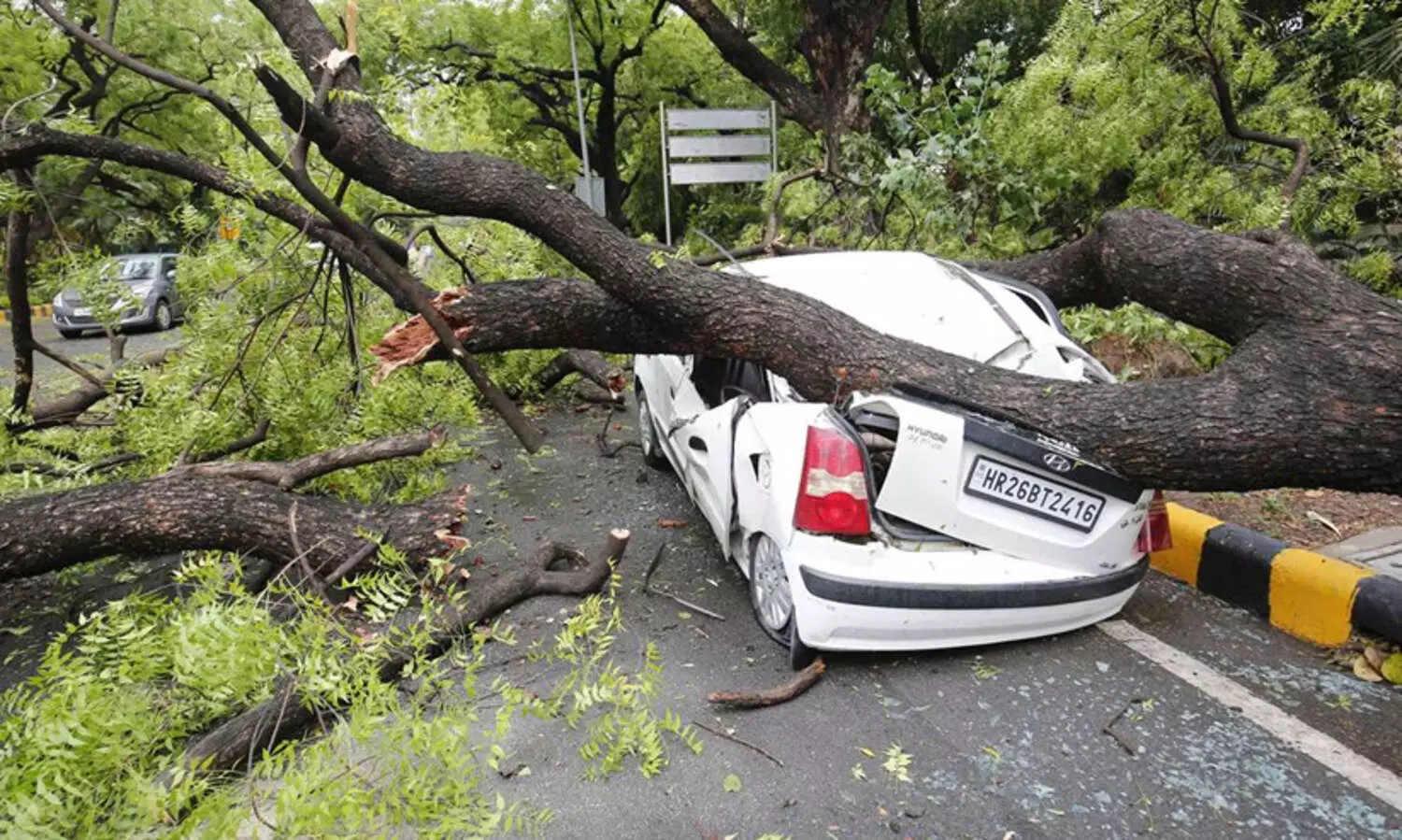 കൊടുങ്കാറ്റ്: ഇരുട്ടിലായി ഡൽഹി, രണ്ട് മരണം. മരങ്ങൾ കടപുഴകി