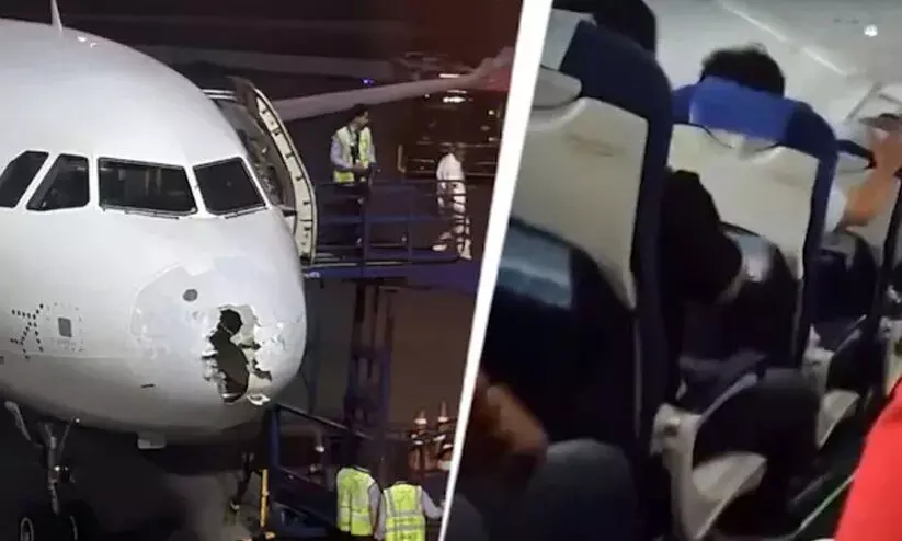 ഡൽഹി-ശ്രീനഗർ വിമാനം ആകാശച്ചുഴിയിൽപെട്ടു, വ്യോമപാത ഉപയോഗിക്കാനുള്ള പൈലറ്റിന്റെ അഭ്യർത്ഥന പാകിസ്താൻ നിരസിച്ചു; ആടിയുലഞ്ഞ വിമാനത്തിനകത്ത് അലറിക്കരഞ്ഞ് യാത്രക്കാർ -വിഡിയോ