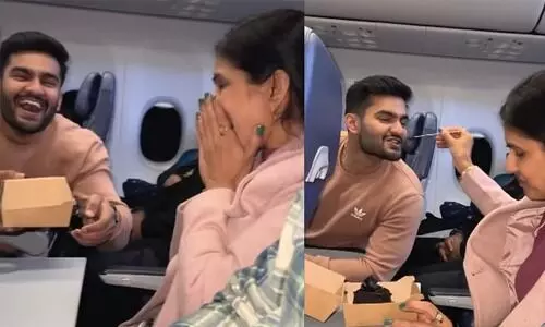 40,000 അടി ഉയരത്തിൽ മാതാവിന് സർപ്രൈസ് നൽകി മകൻ, വിഡിയോ വൈറൽ