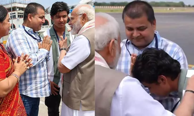 പ്രധാനമന്ത്രിയുടെ കാൽതൊട്ടു വന്ദിച്ച് വൈഭവ് സൂര്യവംശി; ആശംസയുമായി മോദി