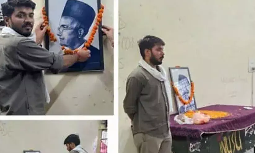 ജെ.എൻ.യു വിദ്യാർഥി യൂനിയൻ ഓഫിസിൽ സവർക്കറുടെ ഛായാചിത്രം സ്ഥാപിച്ച് എ.ബി.വി.പി; എതിർപ്പ് ശക്തം