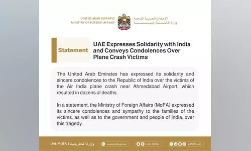 അ​ഹ്മ​ദാ​ബാ​ദ്​ വി​മാ​നാ​പ​ക​ടം; അ​നു​ശോ​ചനം രേഖപ്പെടുത്തി യു.​എ.​ഇ