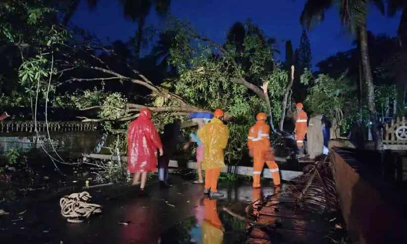 ക​ന​ത്തു​പെ​യ്യു​ന്നു മ​ഴ; കെ​ടു​തി​യി​ൽ നാ​ട്