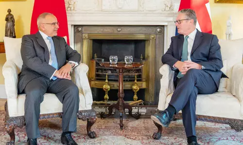 Crown Prince and Prime Minister Prince Salman bin Hamad Al Khalifa and British Prime Minister Keir Starmer meet