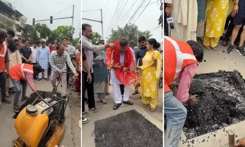 ‘എന്തൊരു പ്രഹസനമാണ് മന്ത്രീ..’; റോഡിലെ കുഴി നികത്താൻ എത്തിയത് ഫുൾ പി.ആർ ടീമിനൊപ്പം, പിന്നാലെ റീലും -VIDEO