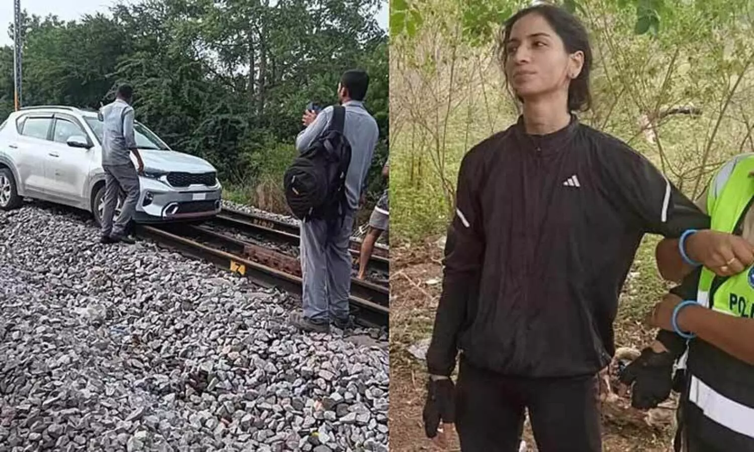 റീൽസ് ചിത്രീകരിക്കാൻ റെയില്‍വേ ട്രാക്കിലൂടെ കാര്‍ ഓടിച്ച് യുവതി; ട്രെയിന്‍ ഗതാഗതം തടസ്സപ്പെട്ടു - വിഡിയോ