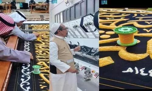 1,000 കി​ലോ പ​ട്ട്, 120 കി​ലോ സ്വ​ർ​ണ​നൂ​ൽ, 100 കി​ലോ വെ​ള്ളി നൂ​ൽ; ‘കി​സ്‌​വ’ നി​ർ​മി​ക്കു​ന്ന​ത് ഏ​ഴി​നം തു​ണി​ക​ളാ​ൽ