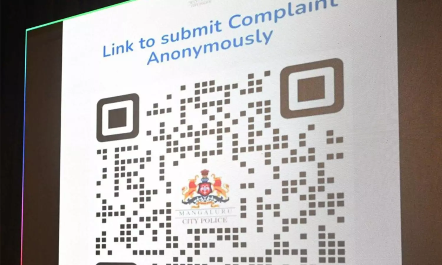 മ​യ​ക്കു​മ​രു​ന്ന് വി​വ​ര​ങ്ങ​ൾ ന​ൽ​കാ​ൻ മം​ഗ​ളൂ​രു പൊ​ലീ​സ് ക്യൂ​ആ​ർ കോ​ഡ് സ്ഥാപിച്ചു