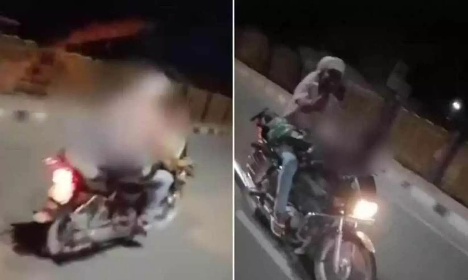 ആഗ്ര-കാൺപൂർ ഹൈവേയിൽ ​ഹെൽമറ്റില്ലാതെ ബൈക്കിൽ ദമ്പതികളുടെ അഭ്യാസ പ്രകടനം -വിഡിയോ