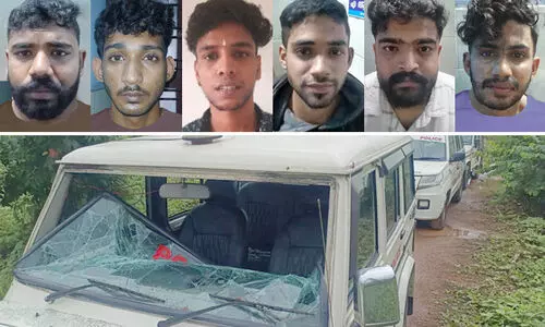 ലഹരിപ്പാർട്ടിക്കിടെ തമ്മിലടിച്ചു, സ്ഥലത്തെത്തിയ പൊലീസിനെയും തല്ലി, ജീപ്പ് അടിച്ചു തകർത്തു; ആറു പേർ പിടിയിൽ