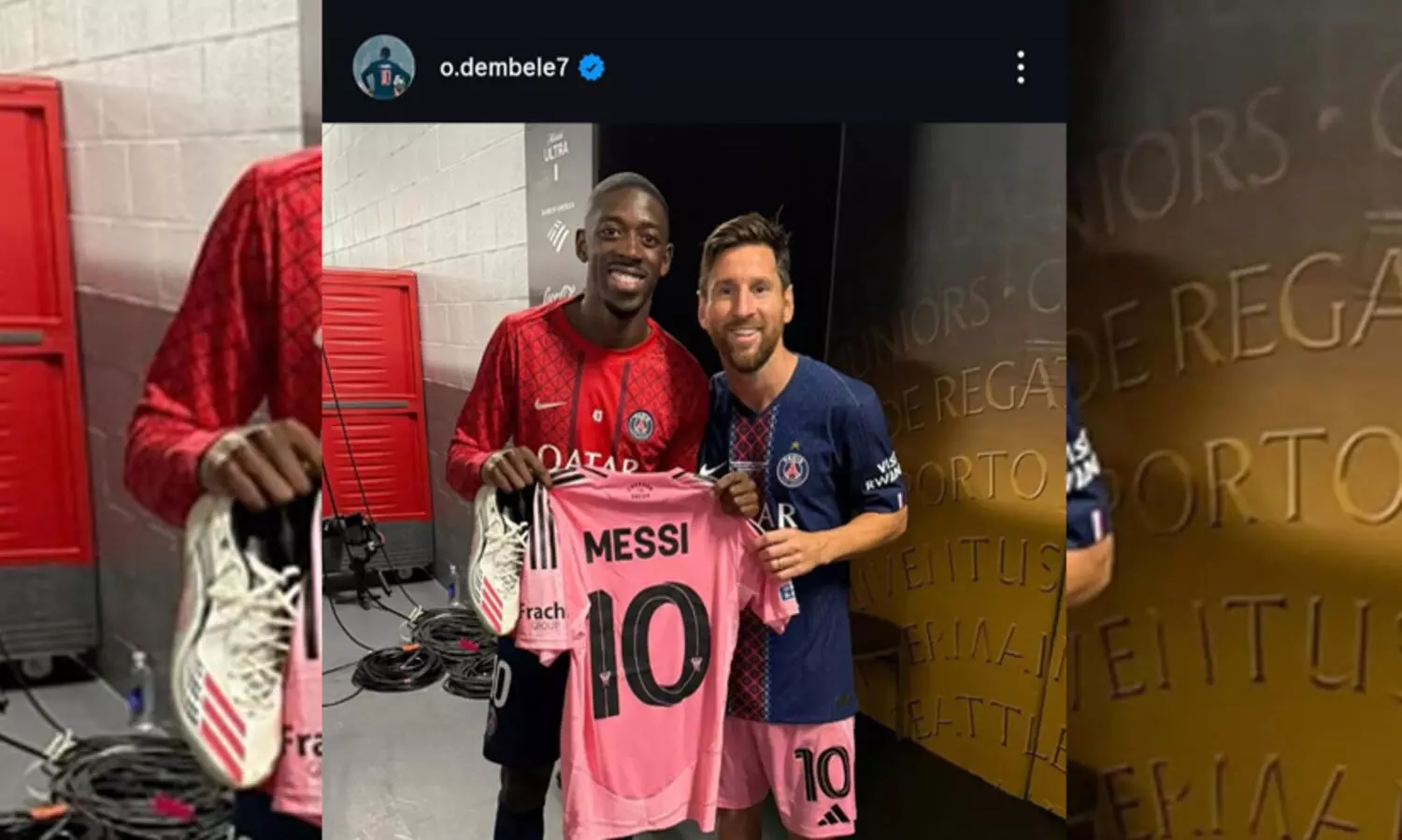 മെസ്സിയുടെ ജേഴ്സിയും ബൂട്ടും സ്വന്തമാക്കി ഡെംബലെ ; ചിത്രം ഇൻസ്റ്റഗ്രാമിൽ പങ്കുവെച്ചു