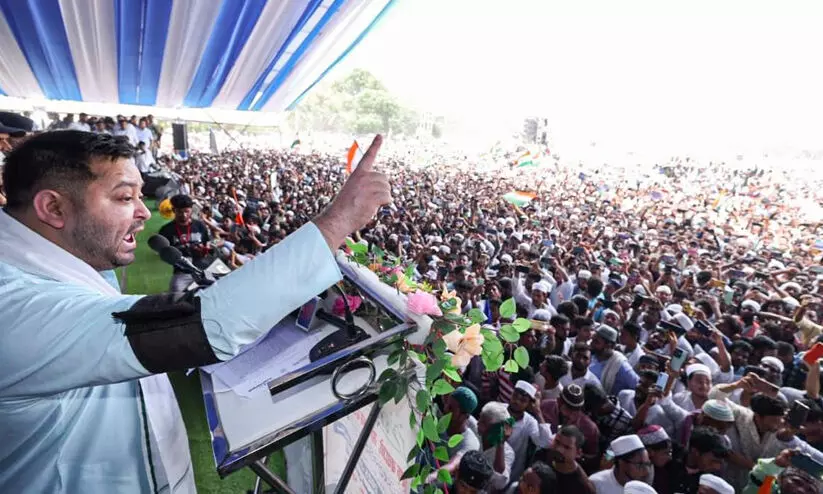 ഈ രാജ്യം ആരുടെയും അച്ഛന്റെയല്ല, മുസ്‍ലിംകൾക്കെതിരെ ഒരു അനീതിയും അംഗീകരിക്കില്ല;തേജസ്വി യാദവ്, വഖഫ് ഭേദഗതി നിയമത്തിനെതിരെ പട്നയിൽ മഹാറാലി