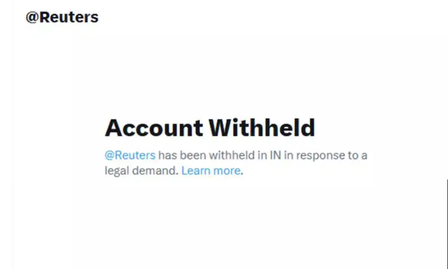 റോയിട്ടേഴ്സിന്‍റെ എക്സ് അക്കൗണ്ട് വിലക്കിയതിൽ പങ്കില്ലെന്ന് ഇന്ത്യ