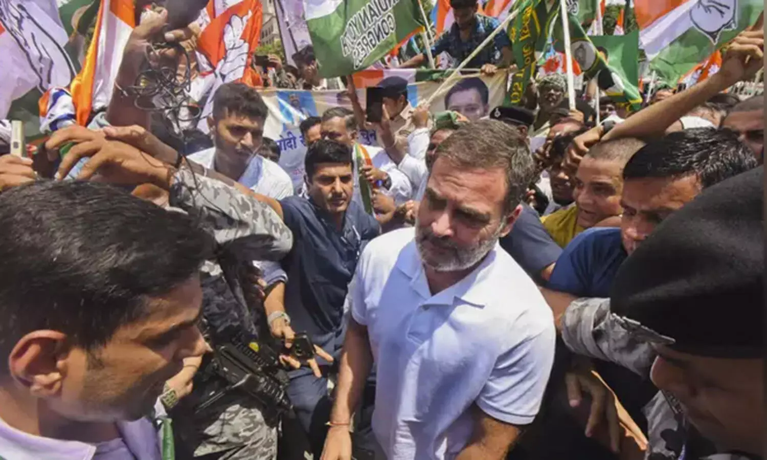 RahulGandhi speaks in the protest in Patna