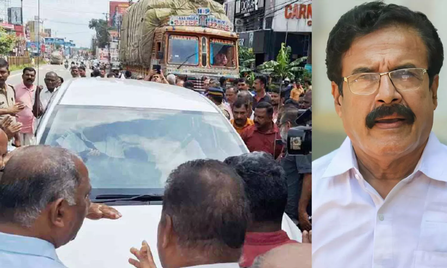 ‘തൊഴിലാളികളെ സമരത്തിന് പറഞ്ഞുവിട്ട് നേതാക്കൾ സുഖയാത്ര ചെയ്യുന്നോ?’; പണിമുടക്ക് വകവെക്കാതെ കാറിൽ പോയ തൃശൂർ മേയറെ അങ്കമാലിയിൽ സമരക്കാർ തടഞ്ഞു