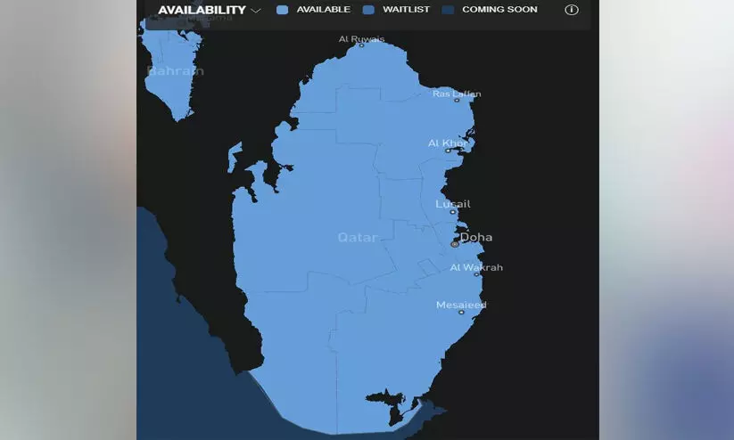സ്റ്റാ​ർ​ലി​ങ്കി​ന്റെ അ​തി​വേ​​ഗ ഇ​ന്റ​ർ​നെ​റ്റ് സേ​വ​നം ഖ​ത്ത​റി​ലും