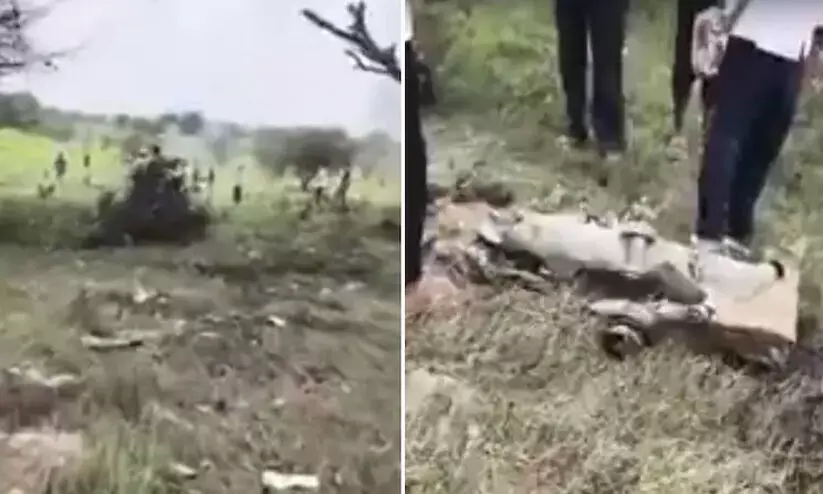 രാജസ്ഥാനിൽ വ്യോമസേനാ യുദ്ധവിമാനം തകർന്നുവീണ് പൈലറ്റ് മരിച്ചു രാജസ്ഥാനിൽ വ്യോമസേനാ യുദ്ധവിമാനം തകർന്നുവീണ് പൈലറ്റ് മരിച്ചു