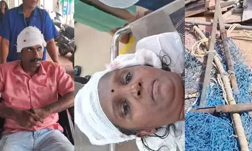 കൊല്ലം റെയിൽവേ സ്റ്റേഷനിൽ യാത്രക്കാരുടെ തലയിലേക്ക് ഇരുമ്പ് കമ്പി വീണു; രണ്ടുപേർക്ക് പരിക്ക്