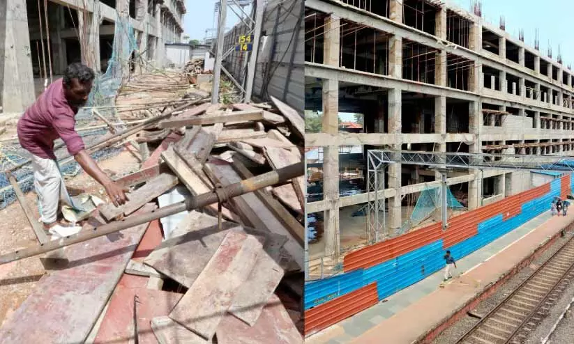 റെയിൽവേ സ്​റ്റേഷൻ കെട്ടിട നിർമാണം; ഇരുമ്പുകമ്പി വീണ് യാത്രക്കാർക്ക്​ പരിക്ക്