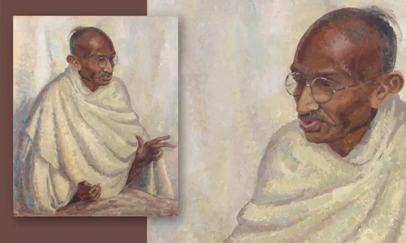 ആർ.എസ്.എസുകാരൻ കുത്തിക്കീറിയ മഹാത്മാ ഗാന്ധിയുടെ അപൂർവ ചിത്രം ലണ്ടനിൽ വിറ്റത് 1.75 കോടി രൂപക്ക്