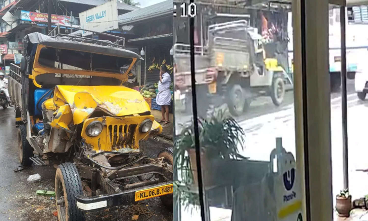 സ്റ്റോപ്പിൽ നിർത്തിയ കെ.എസ്.ആർ.ടി.സി ബസിന് പിറകിൽ പിക്കപ്പ് ജീപ്പ് ഇടിച്ചുകയറി; ഡ്രൈവർക്ക് ഗുരുതര പരിക്ക്
