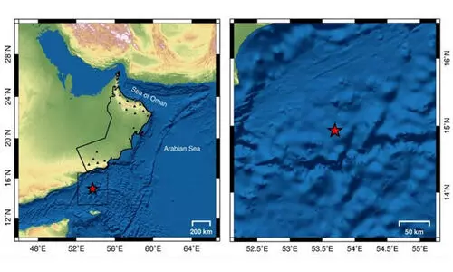 Earthquake in the Arabian Sea south of Salalah