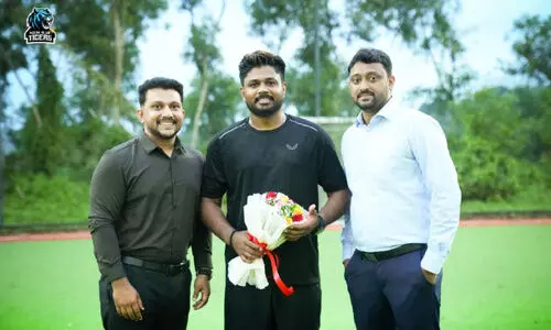 കൊച്ചി ബ്ലൂ ടൈഗേഴ്സ് ക്യാമ്പിലെത്തി സഞ്ജുവും സഹോദരൻ സാലിയും