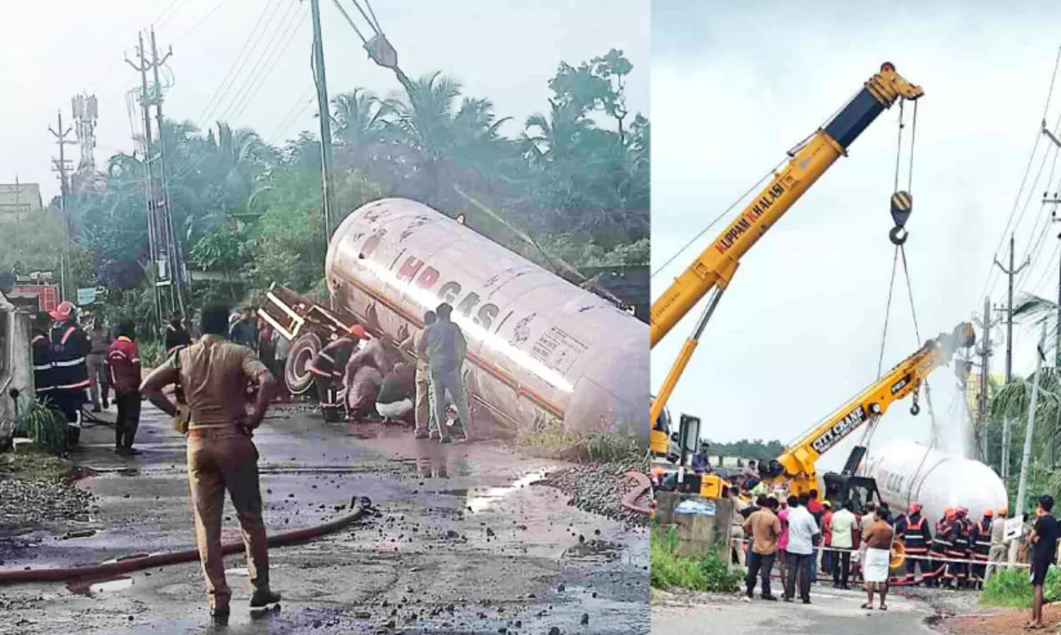 ടാങ്കർ അപകടം; ആശങ്കയൊഴിയുന്നു, പാചകവാതകം മാറ്റാൻ തുടങ്ങി