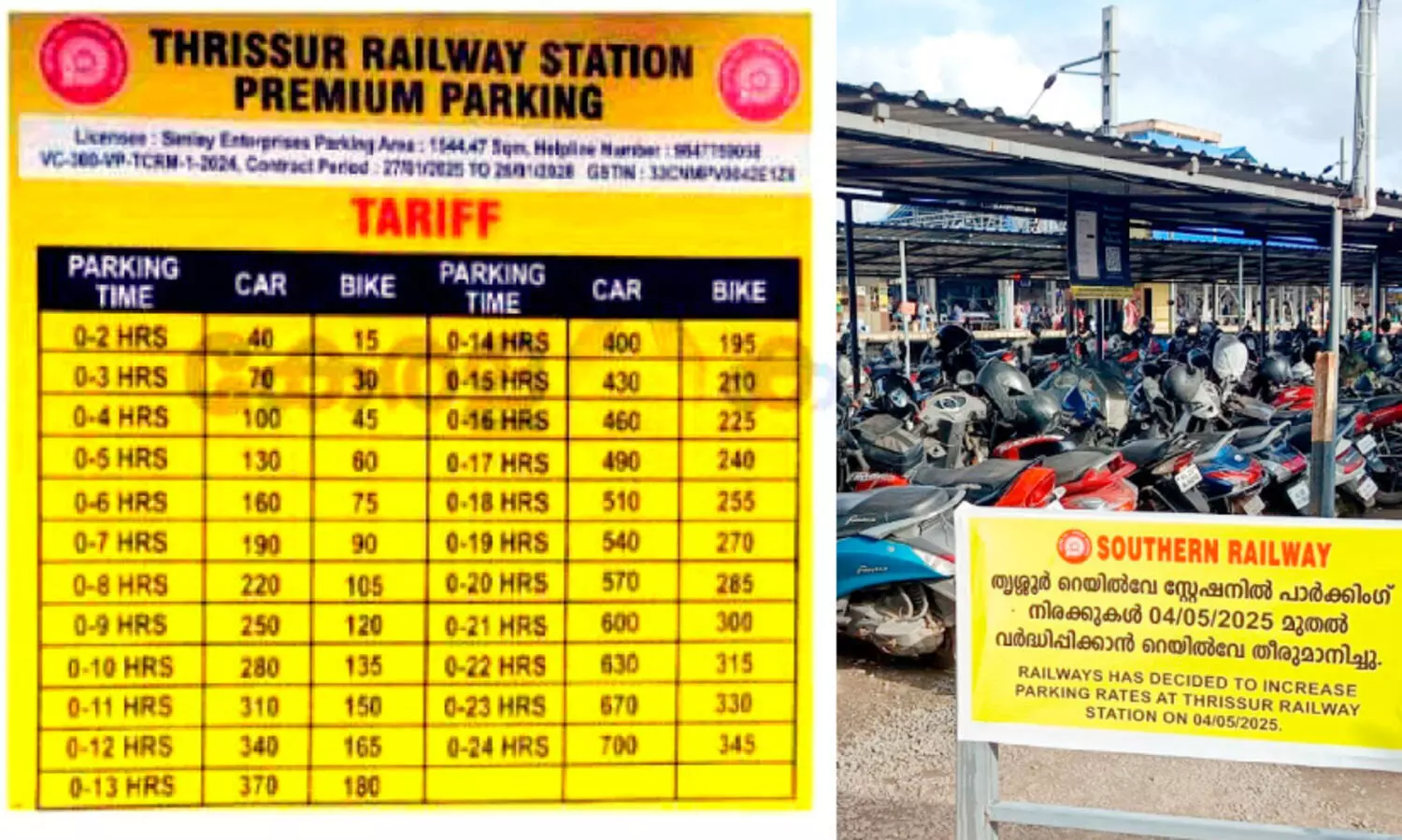 ബൈക്കിന് ദിവസം 354 രൂപ, കാറിന് 700; റെയിൽവേ പാർക്കിങ് കൊള്ളയിൽ പകച്ച് യാത്രക്കാർ