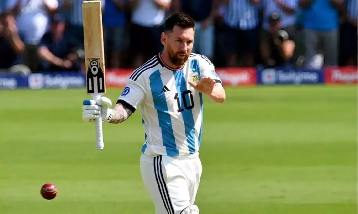 Messi playing cricket