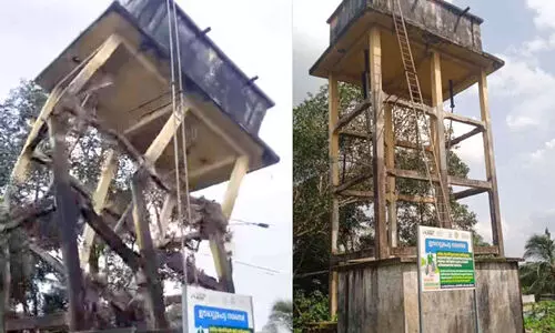 തേവരുപാറ കുടിവെള്ള പദ്ധതിയിലെ ഒ​രു​ല​ക്ഷം ലി​റ്റ​ർ സംഭരണ ശേഷിയുള്ള ടാങ്ക് പൊളിച്ചു നീക്കി