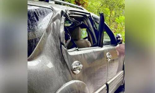 തു​മ്പൂ​ർ​മു​ഴി​യി​ൽ കാ​ർ ആ​ക്ര​മി​ച്ച് കാ​ട്ടാ​ന