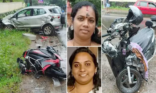വിദ്യാർഥി ഓടിച്ച കാറിടിച്ച്​ സ്കൂട്ടർ യാത്രികരായ രണ്ട് യുവതികൾക്ക്​ ദാരുണാന്ത്യം