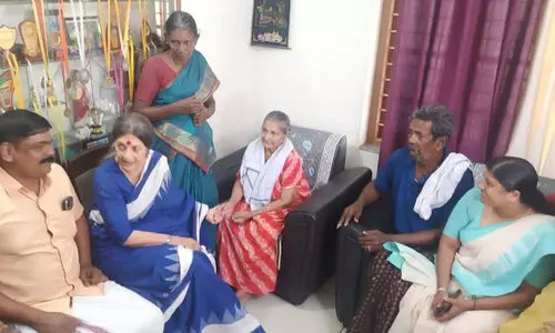 Brinda Karat comforts Sister Preethi Mary at her home in Elavoor Brinda Karat comforts Sister Preethi Mary at her home in Elavoor