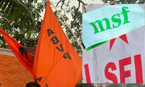 എസ്.​എഫ്.ഐ ആരോപണം ഏറ്റുപിടിച്ച് എ.ബി.വി.പി: ‘പ​ച്ച​ക്ക് മ​തം​പ​റ​ഞ്ഞു ജീ​വി​ക്കു​ന്ന ഒ​രു വി​ദ്യാ​ർ​ഥി സം​ഘ​ട​ന​യേ ഉ​ള്ളൂ, എം​.എ​സ്.എ​ഫ് ആ​ണ്...’