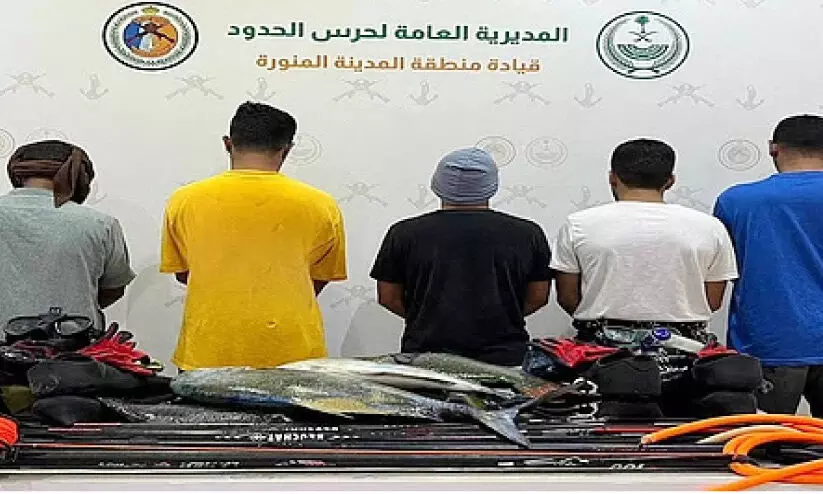 പെ​ർ​മി​റ്റി​ല്ലാ​തെ മ​ത്സ്യ​ബ​ന്ധ​നം ന​ട​ത്തി​യ​തി​ന് അ​ഞ്ചു പേ​രെ അ​റ​സ്റ്റ് ചെ​യ്തു