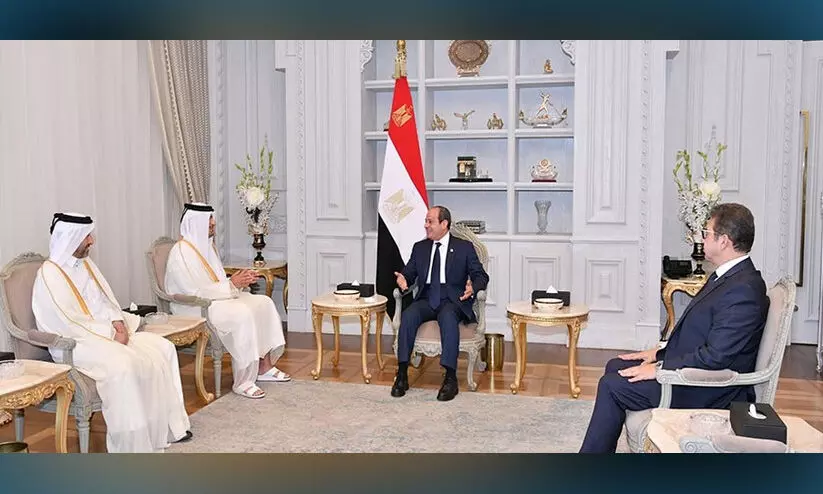 ഗസ്സയിൽ വെടിനിർത്തൽ കരാർ; ഖത്തർ പ്രധാനമന്ത്രി ഈജിപ്ത് പ്രസിഡന്റുമായി കൂടിക്കാഴ്ച നടത്തി ഗസ്സയിൽ വെടിനിർത്തൽ കരാർ; ഖത്തർ പ്രധാനമന്ത്രി ഈജിപ്ത് പ്രസിഡന്റുമായി കൂടിക്കാഴ്ച നടത്തി