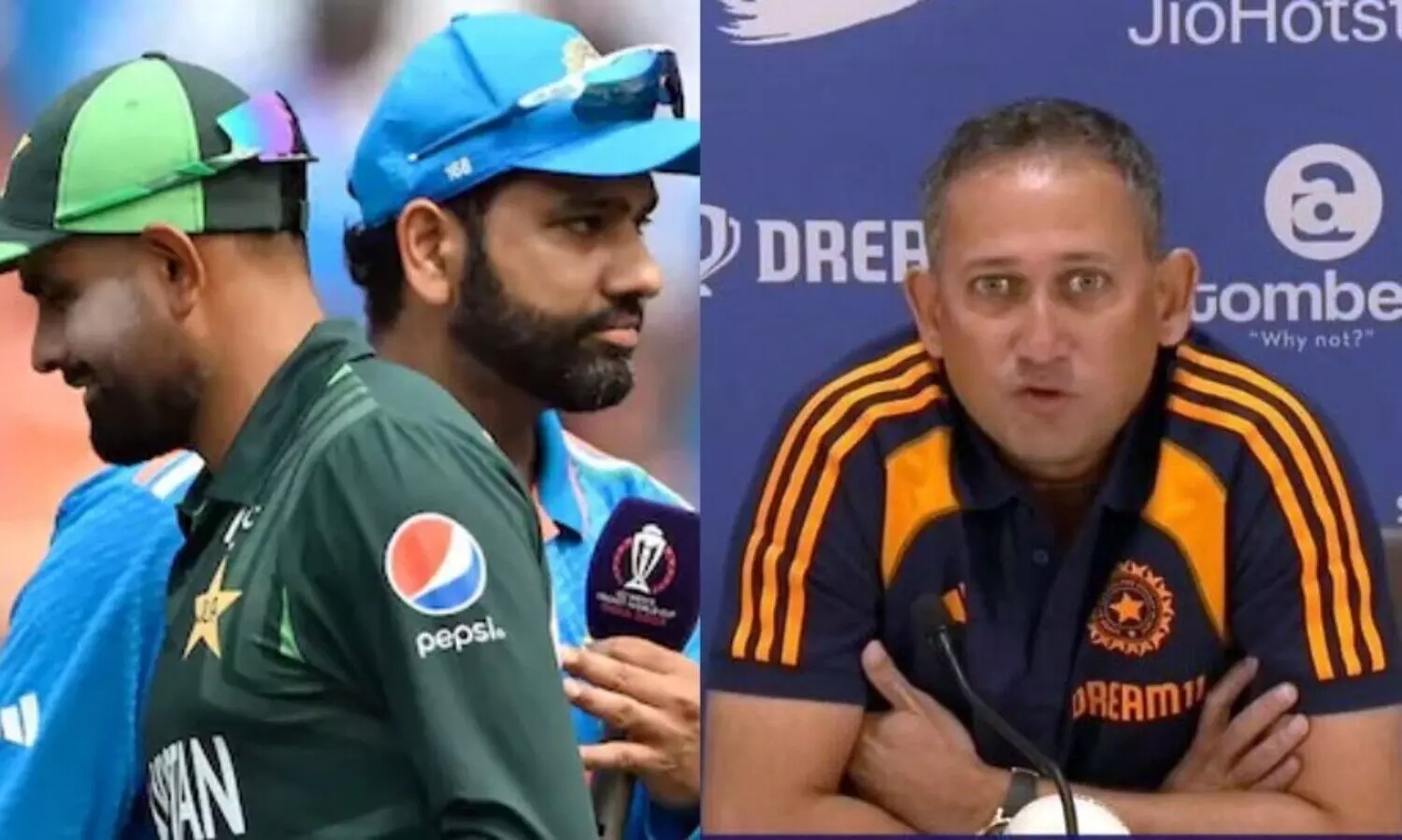 ‘പാകിസ്താനെ കുറിച്ച് മിണ്ടണ്ട’; റിപ്പോർട്ടറുടെ ചോദ്യത്തിനിടെ അഗാർക്കറെ തടഞ്ഞ് ബി.സി.സി.ഐ പ്രതിനിധി