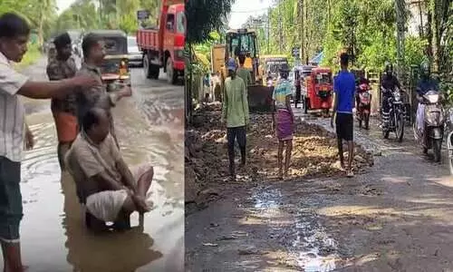 മണികണ്ഠൻ റോഡിൽ കസേരയിട്ട് ഇരുന്നു.. വൈകുന്നേരം വരെ; മാസങ്ങളായി തകർന്ന ചമ്രവട്ടത്തെ പാതാളക്കുഴികൾ മണിക്കൂറുകൾക്കകം അടച്ചു