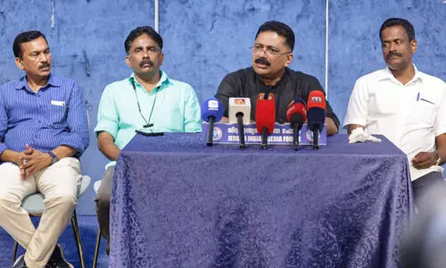 K.T. Jaleel MLA during the press conference