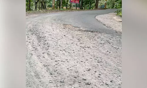 അ​പ​ക​ട ഭീ​ഷ​ണി​യാ​യി റോ​ഡി​ൽ കു​ഴി​ക​ൾ