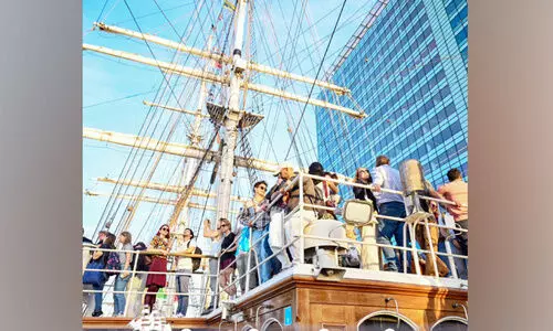 Visitors arrive at the