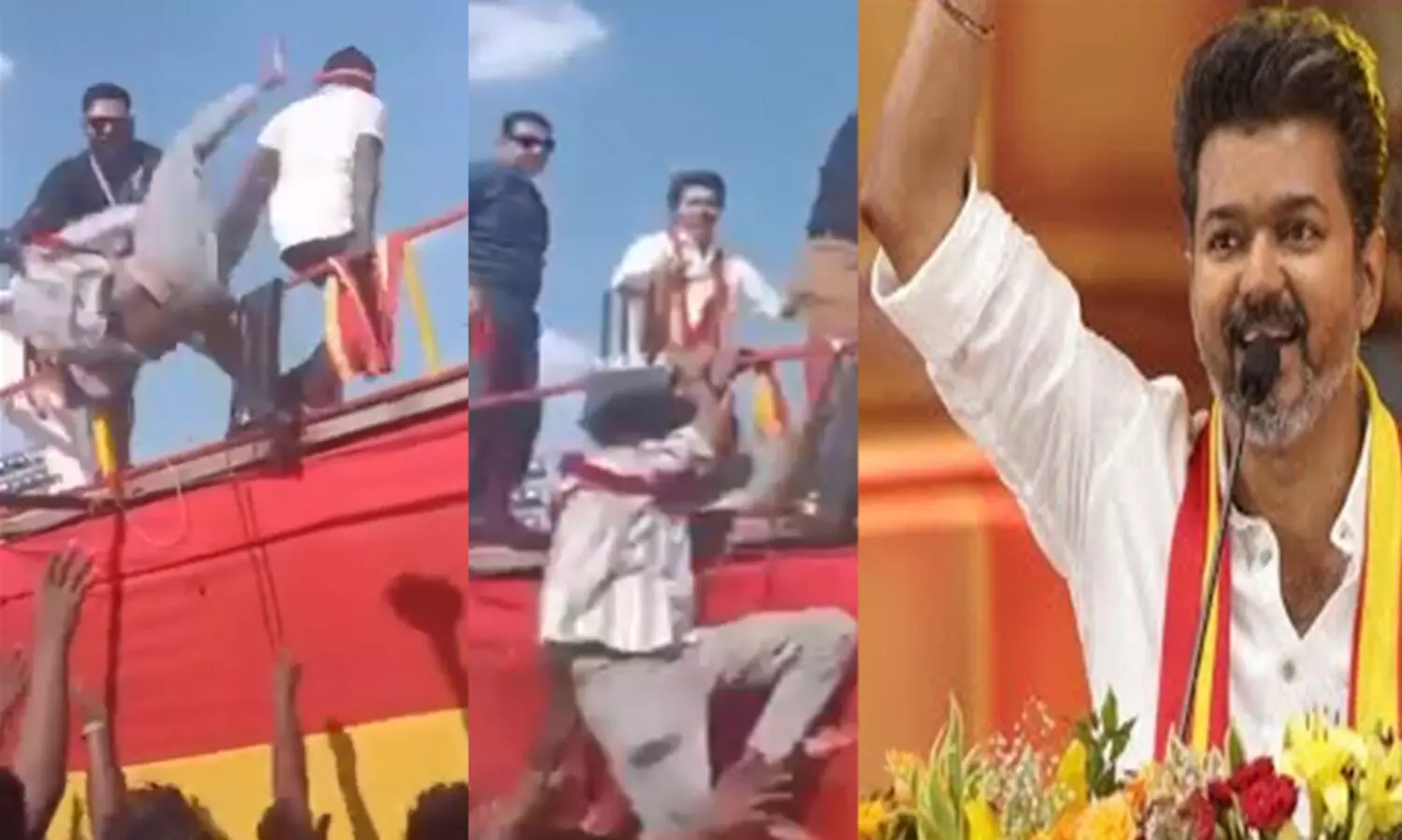 ബാരിക്കേഡുകൾ ചാടിക്കടന്ന ആരാധകനെ പൊക്കിയെടുത്ത് താഴെയിട്ടു; വിജയ്ക്കും 10 ബൗൺസർമാർക്കുമെതിരെ കേസ് -വിഡിയോ