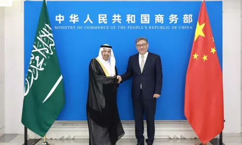 Chinese Commerce Minister Wang Wentao receives Saudi Investment Minister Khalid Al-Falih in Beijing