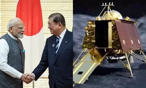 Prime Minister Narendra Modi, left, and Japans Prime Minister Shigeru Ishiba shake hands during a joint press conference in Tokyo