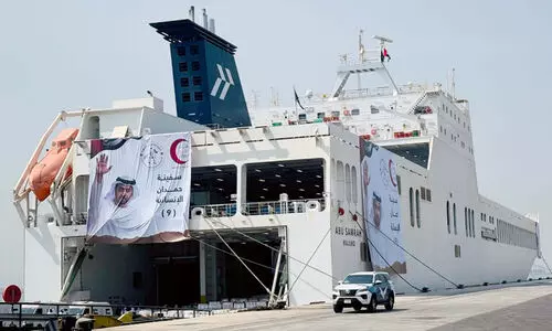 Hamdan Humanitarian Ship Before Departure at Khalifa Port in Abu Dhabi
