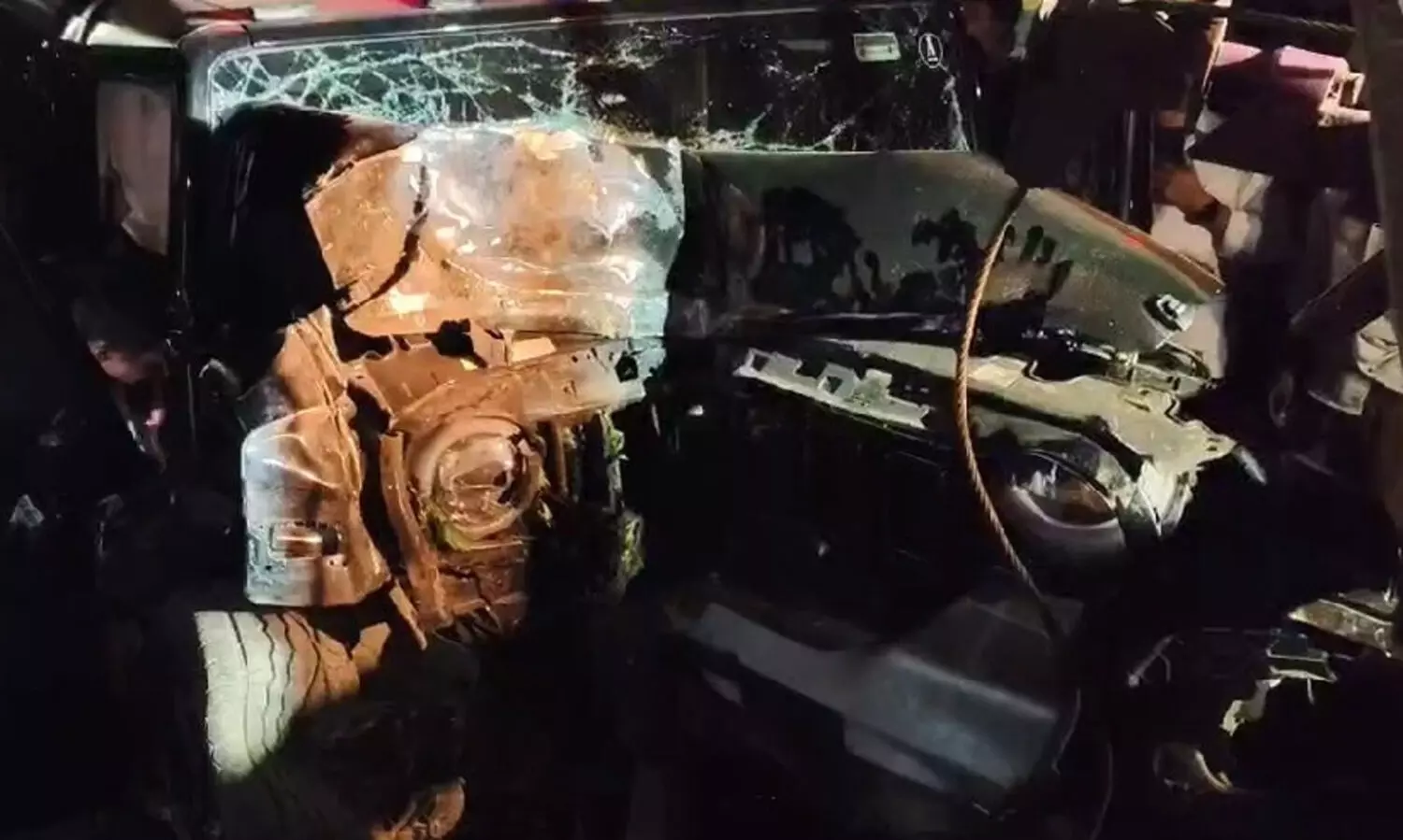 collapsed vehicle in the accident