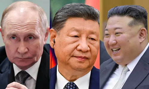 Kim Jong un, vladimar Putin, Xi Jinping